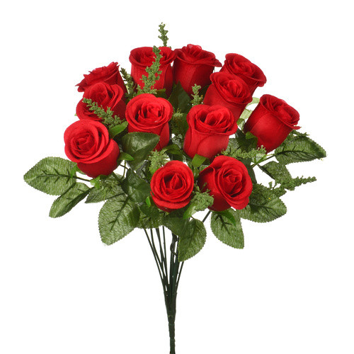 Rosebud Bush (12 Heads) 34cm (Red) - Each