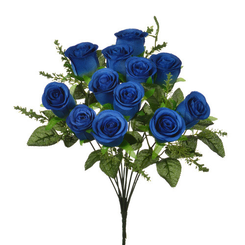 Rosebud Bush (12 Heads) 34cm (Royal Blue) - Each