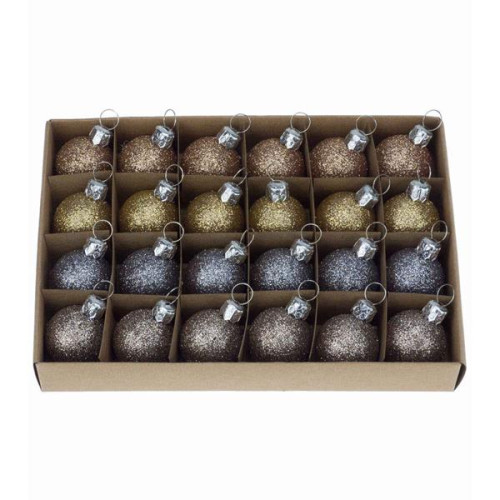 Mixed Finish Baubles (30mm) (Gold) - Box of 24