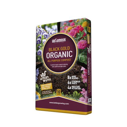 Growmoor Black Gold Organic Peat Based Multipurpose Compost + Worm Cast [50L] (80/P) - Each