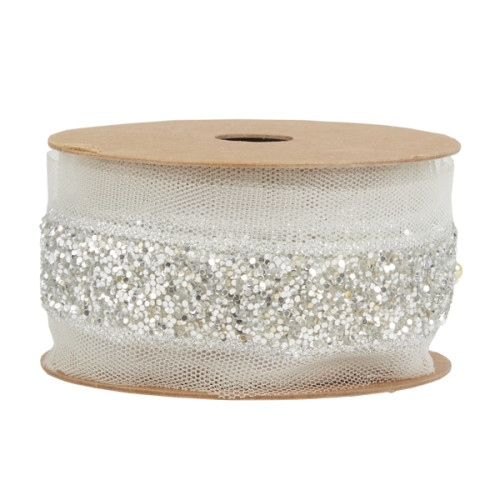 Ribbon Glitz Silver 40mm x 10m - Roll
