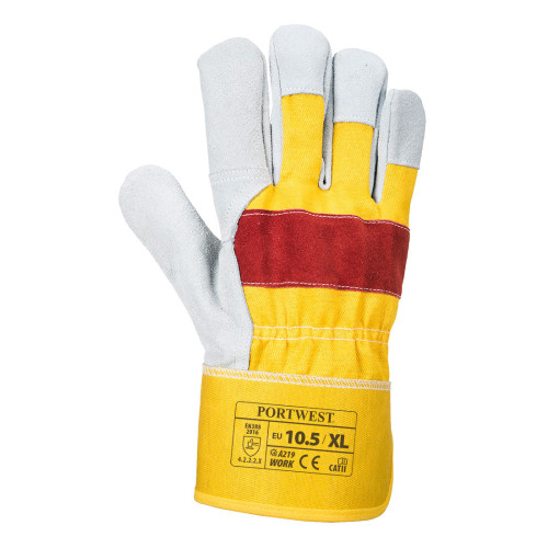 Portwest A219 Classic Chrome Rigger Glove (Yellow/Red) XL - Pair