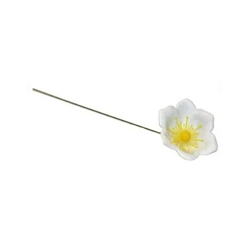 Plastic Christmas Flowers Rose Pick White (DCP500/7111) - Pack of 100