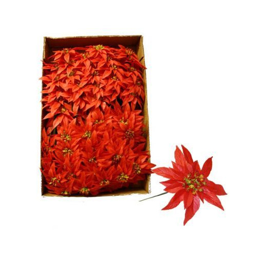 Plastic Red Poinsettia Pick 6.5inch (DCP513) (Pack of 100)