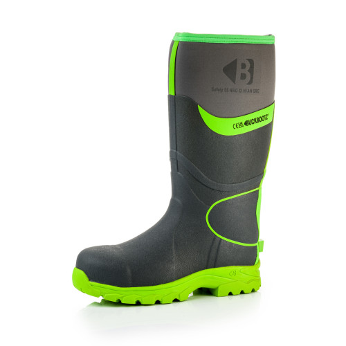 Buckler BBZ8000 S5 Neoprene WP Safety [Grey with Hi Vis Green] Size 10