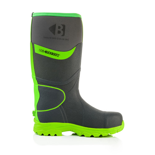 Buckler BBZ8000 S5 Neoprene WP Safety [Grey with Hi Vis Green] Size 9