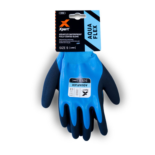 Xpert Core Aquaflex Waterproof Fully Coated Glove [Blue/Black] - Large
