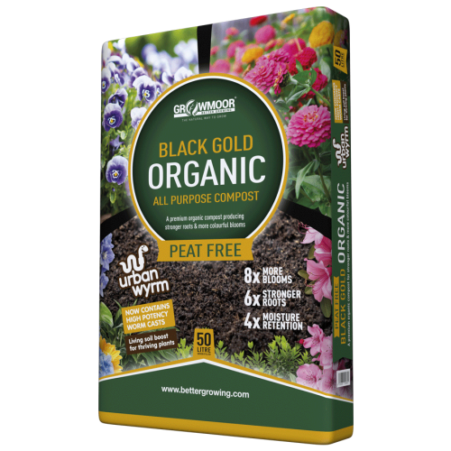 Growmoor Black Gold Organic Peat Free Multipurpose Compost + Worm Cast [50L] (70/P) - Each