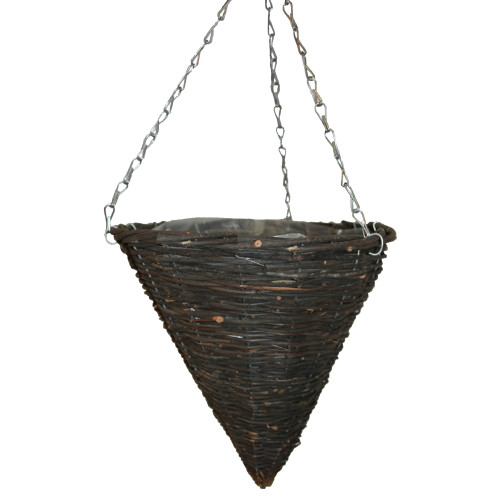 Black Rattan Hanging Basket Cone 12" - Bag of 20