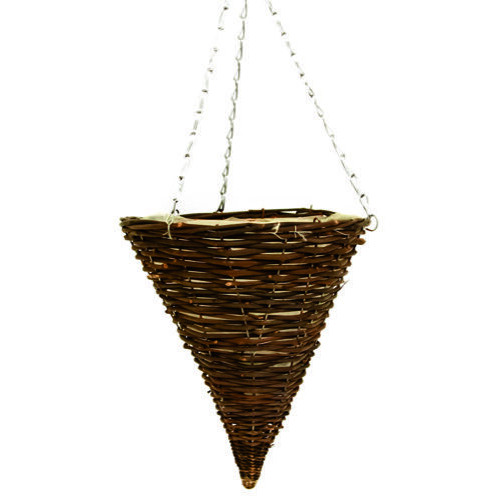 12" Cone Black Rattan Hanging Basket Bag of 20