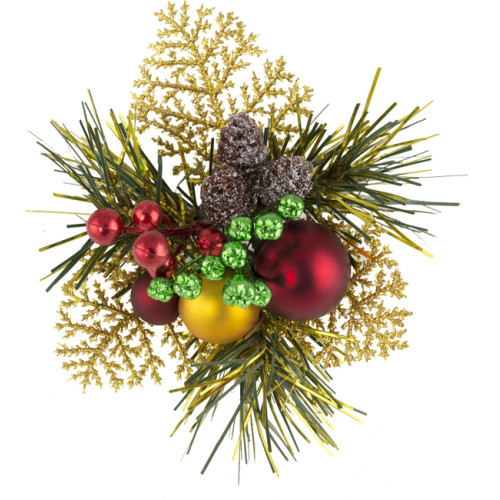 [17] Christmas Pick Pine & VP Cedar Balls/Berries/Cone (Gold/Red) (Pack of 12)