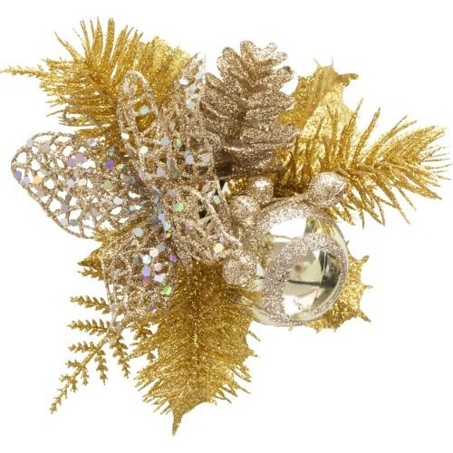 [07] Christmas Pick Mesh Butterfly (Gold/Champagne) - Pack of 12