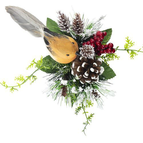 [02] Christmas Pick Snow Pine and Robin - Pack of 12