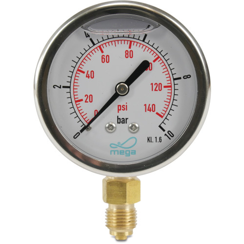 Pressure Gauge Oil 0 - 10.0 bar (Bottom Connection)