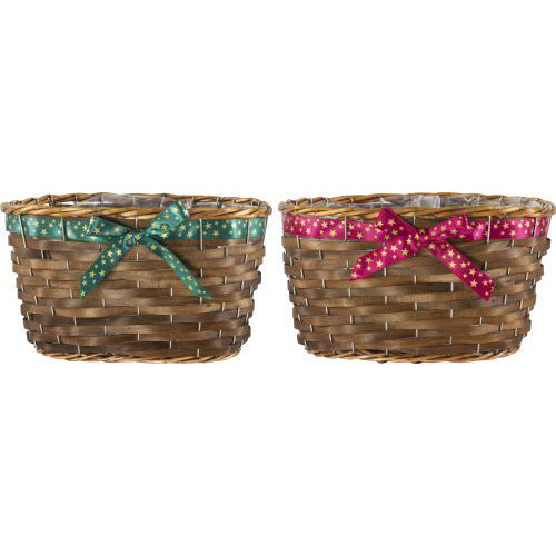 Willow Planter Star Ribbon Trough 23cm (Mixed Colours) (56/B) - Each