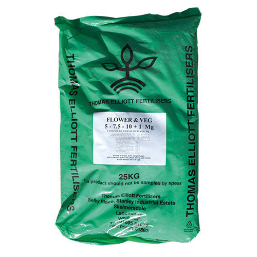 Thomas Elliott Flower And Veg Fertiliser (NPK 5-7.5-10+1Mg) [25kg] (40/P) - Bag