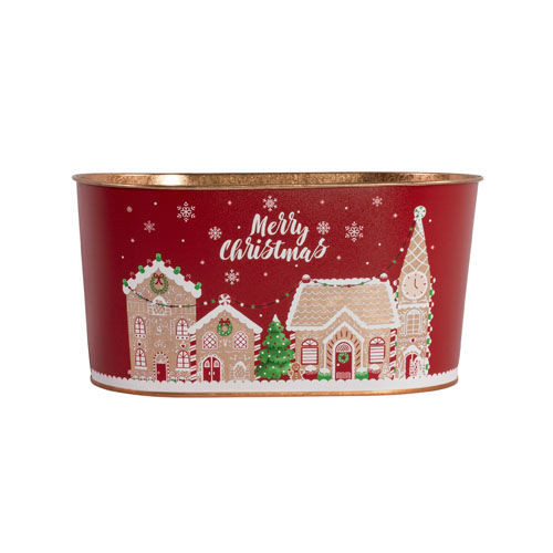 Tin Trough Merry Christmas Scene 22.5cm (40/B) - Each