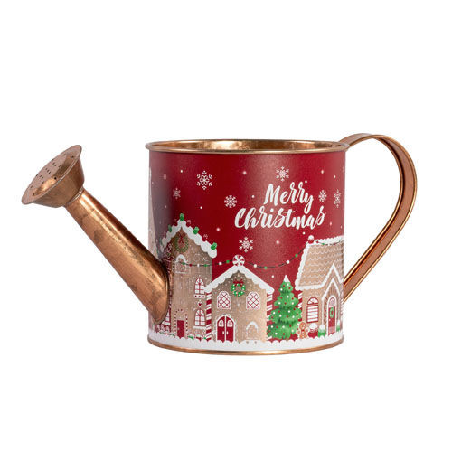 Tin Water Can Merry Christmas Scene 26cm (24/B) - Each