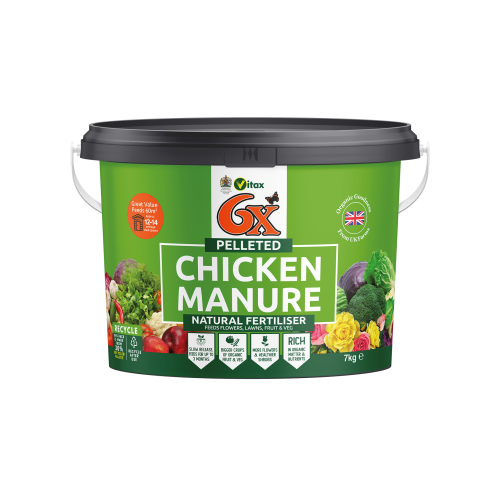 Groworganic 6X Pelleted Chicken Fertiliser [7Kg Tub] (84/P) - Each