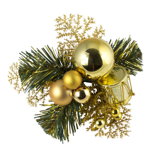 [05] Christmas Pick Drum & Baubles (Gold) (Pack of 12)