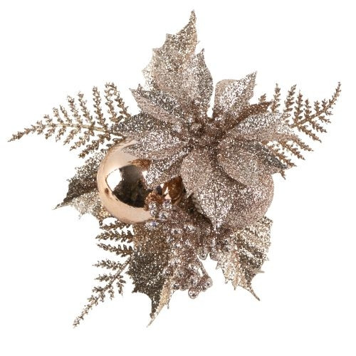 [15] Christmas Pick Flower and Berries (Rose Gold) (Pack of 12)