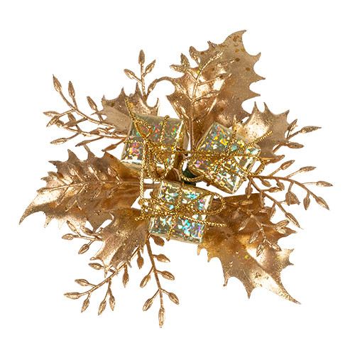 [26] Stain Holly & Fern/Gift Box (Gold) - Pack of 12