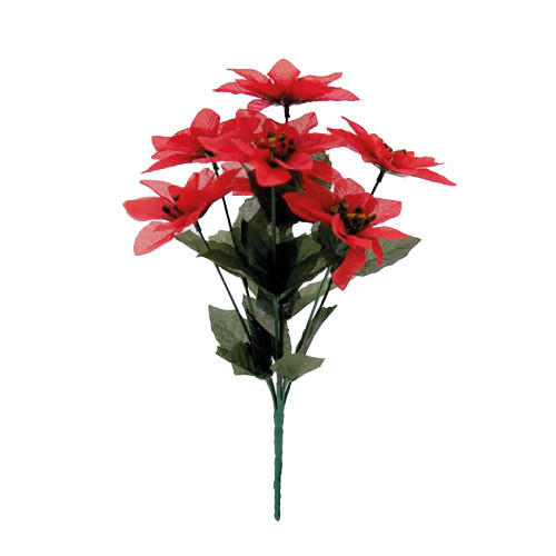 Red Poinsettia Bush with 7 Heads (24/Box) (XM6012) - Each
