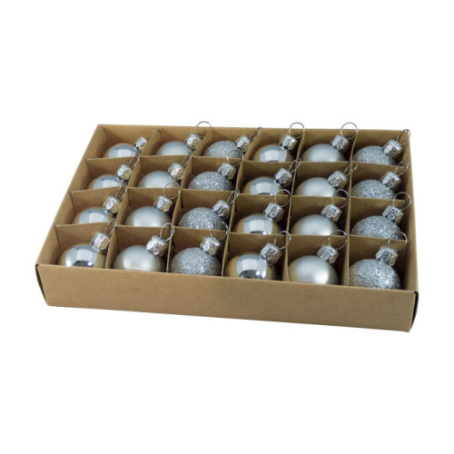 Mixed Finish Baubles (30mm) (Silver) - Box of 24